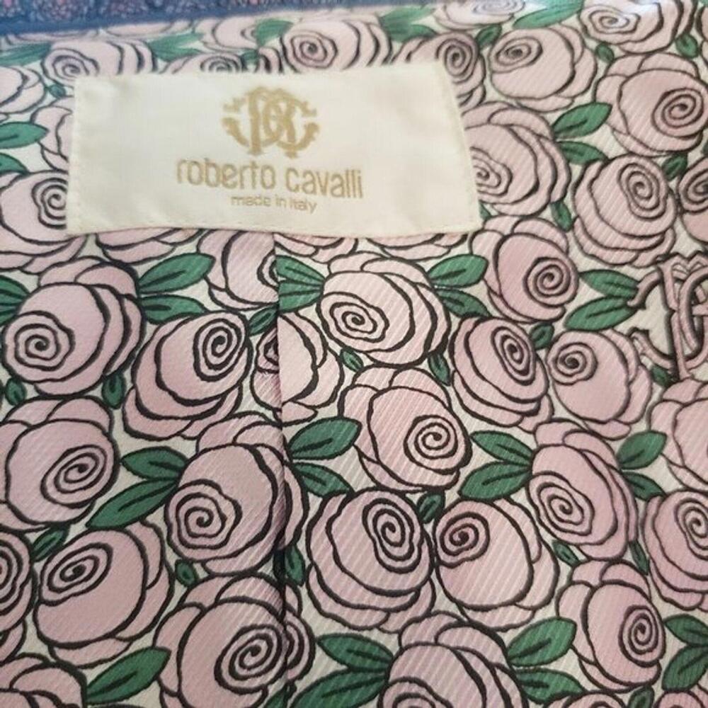 EUC Roberto Cavalli Italy Silk floral blazer jacket 46 - Picture 9 of 9